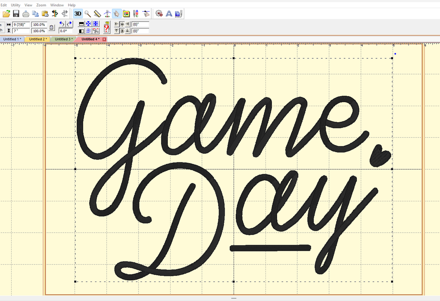 Handwritten Game Day Machine Embroidery Design [DST]