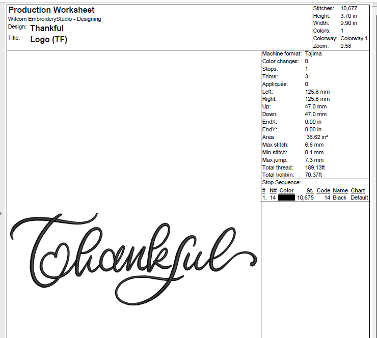 Handwritten Thankful Machine Embroidery Design [DST]