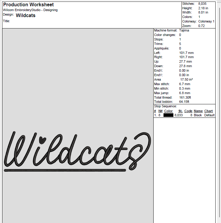 Handwritten Wildcats Machine Embroidery Design [DST]