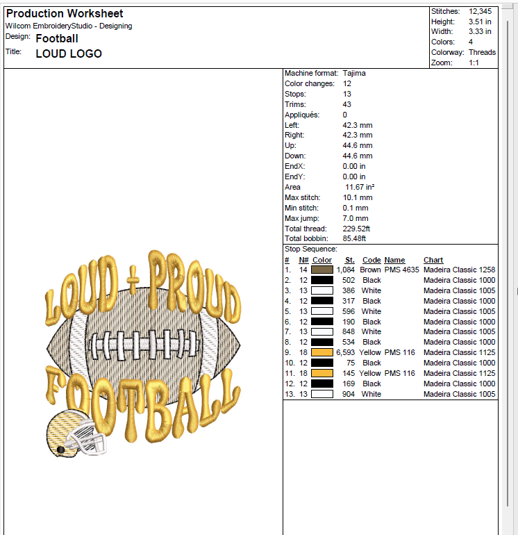 Loud and Proud Football Machine Embroidery Design [DST]