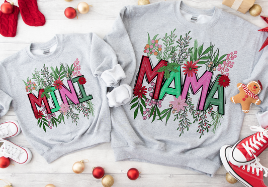 Mama and Mini Christmas Floral Set