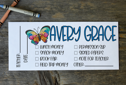 School Envelope Printable - Butterfly