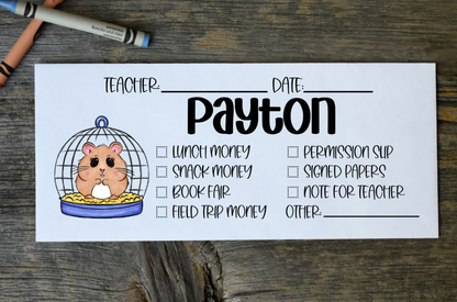 School Envelope Printable - HAMSTER