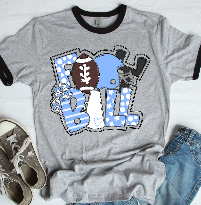 Football Word Art Columbia Blue