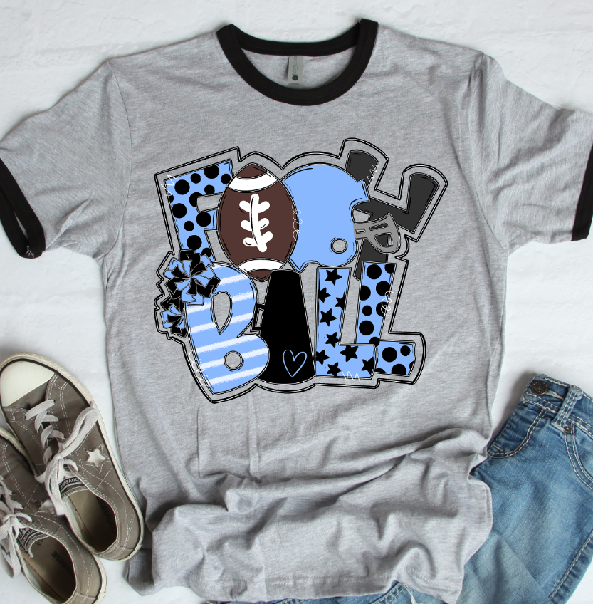 Football Word Art Columbia Blue