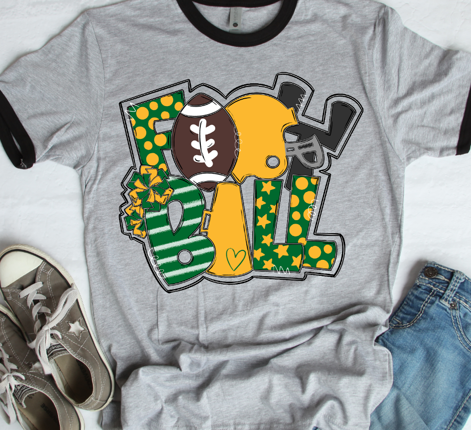 Football Word Art KELLY GREEN AND YELLOW – Soul & Grace Designs