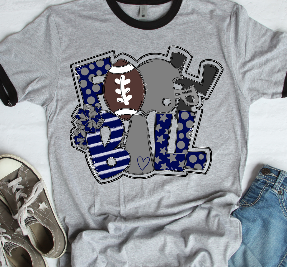 Football Word Art NAVY AND GRAY – Soul & Grace Designs