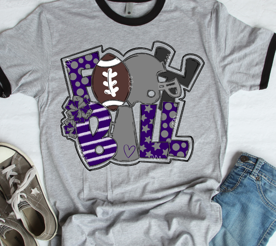 Football Word Art PURPLE AND GRAY