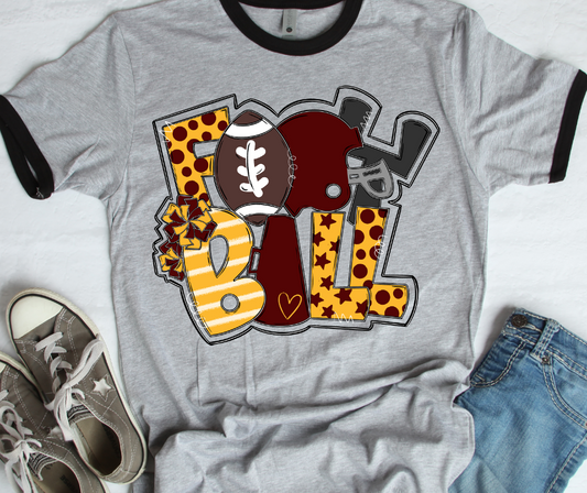 Football Word Art MAROON YELLOW GOLD