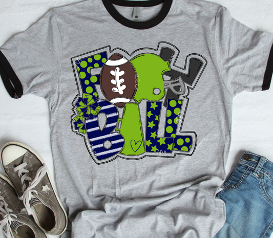 Football Word Art NAVY AND LIME