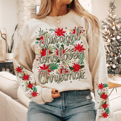 Just a Girl Who Loves Christmas with Sleeve PNG