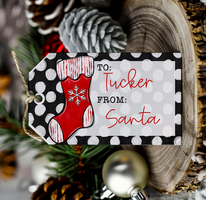 Red Stocking Gift Tag