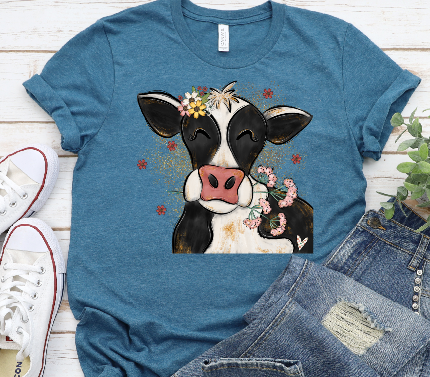 Cow with Flowers Portrait