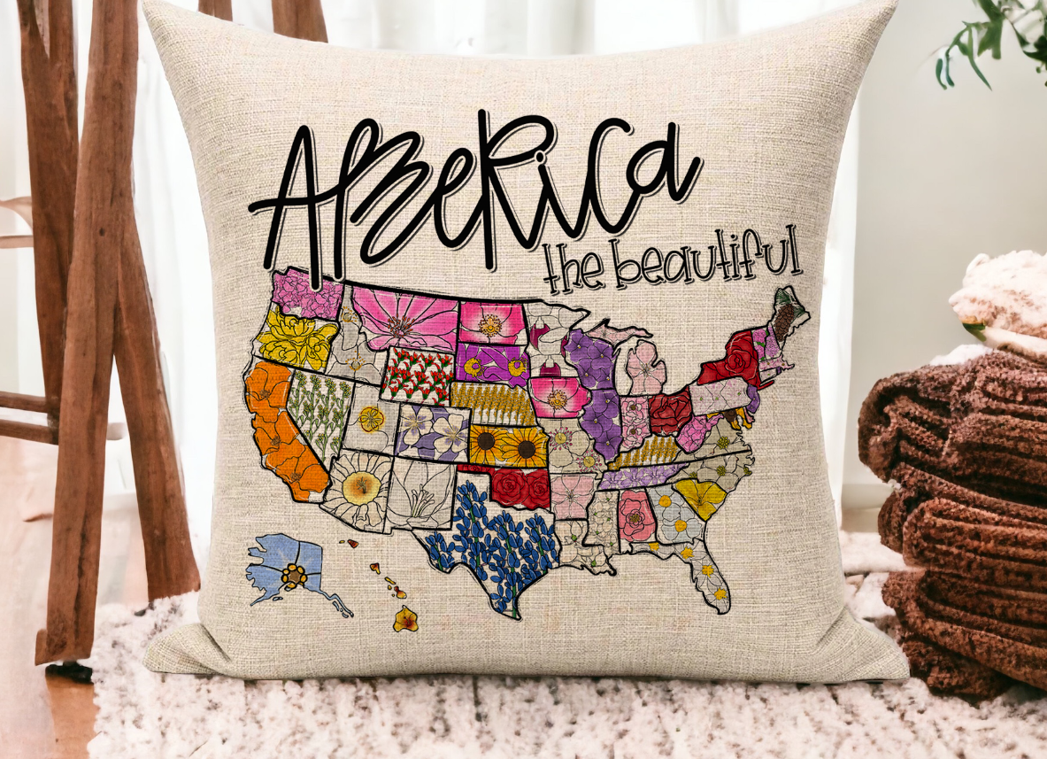 WHIMSY AMERICA THE BEAUTIFUL FLOWER MAP