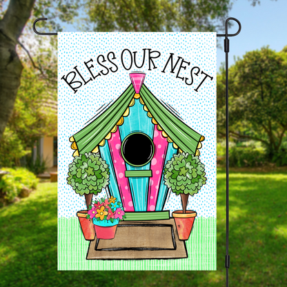 BLESS OUR NEST GARDEN FLAG