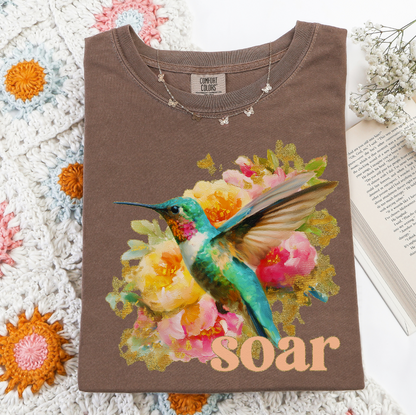 SOAR HUMMINGBIRD ON FLOWERS