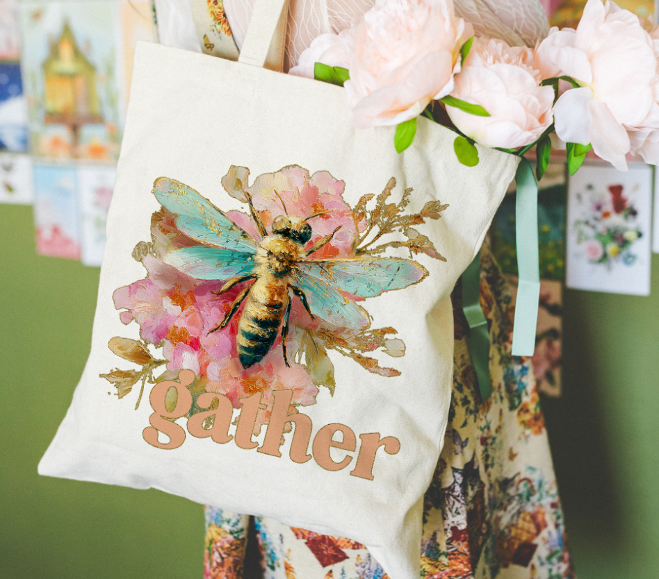 GATHER BEE ON FLOWERS
