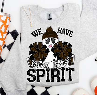 WE HAVE SPIRIT GHOST CHEERLEADER BROWN