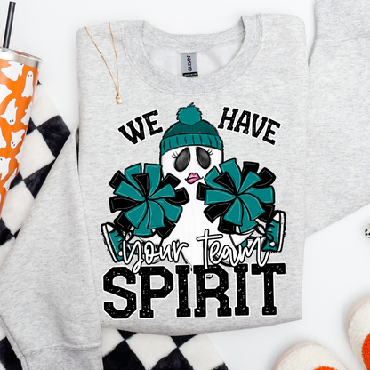WE HAVE SPIRIT GHOST CHEERLEADER TEAL