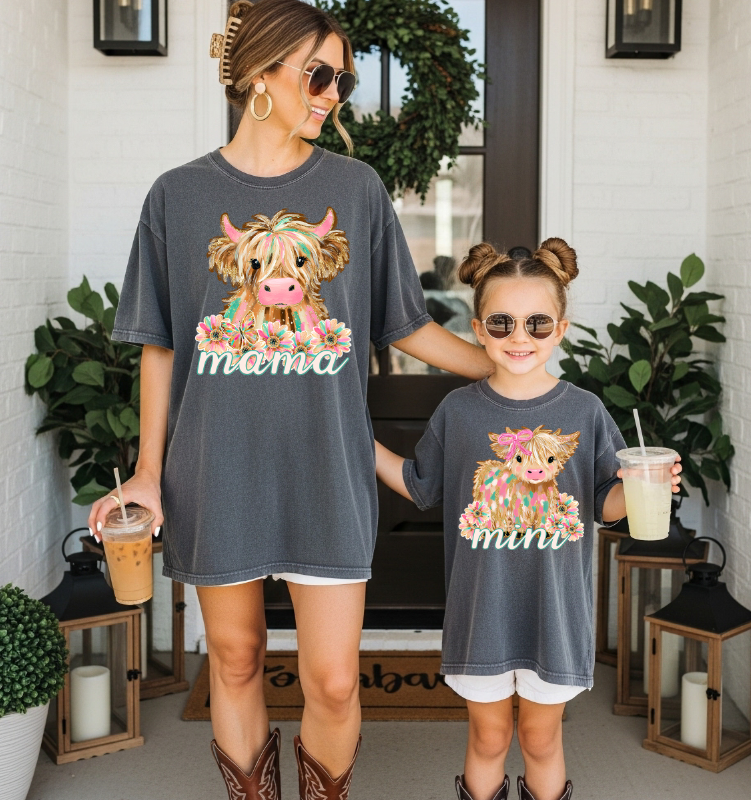 MAMA AND MINI HIGHLAND COW SET