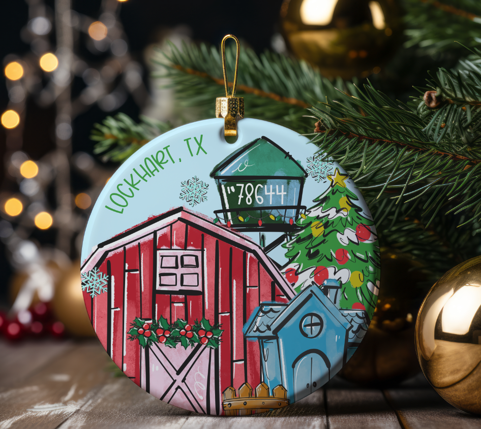 TRADITIONAL CHRISTMAS HOMETOWN ORNAMENT -BARN VERSION