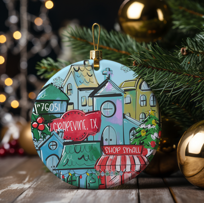 TRADITIONAL CHRISTMAS HOMETOWN ORNAMENT - LABEL VERSION