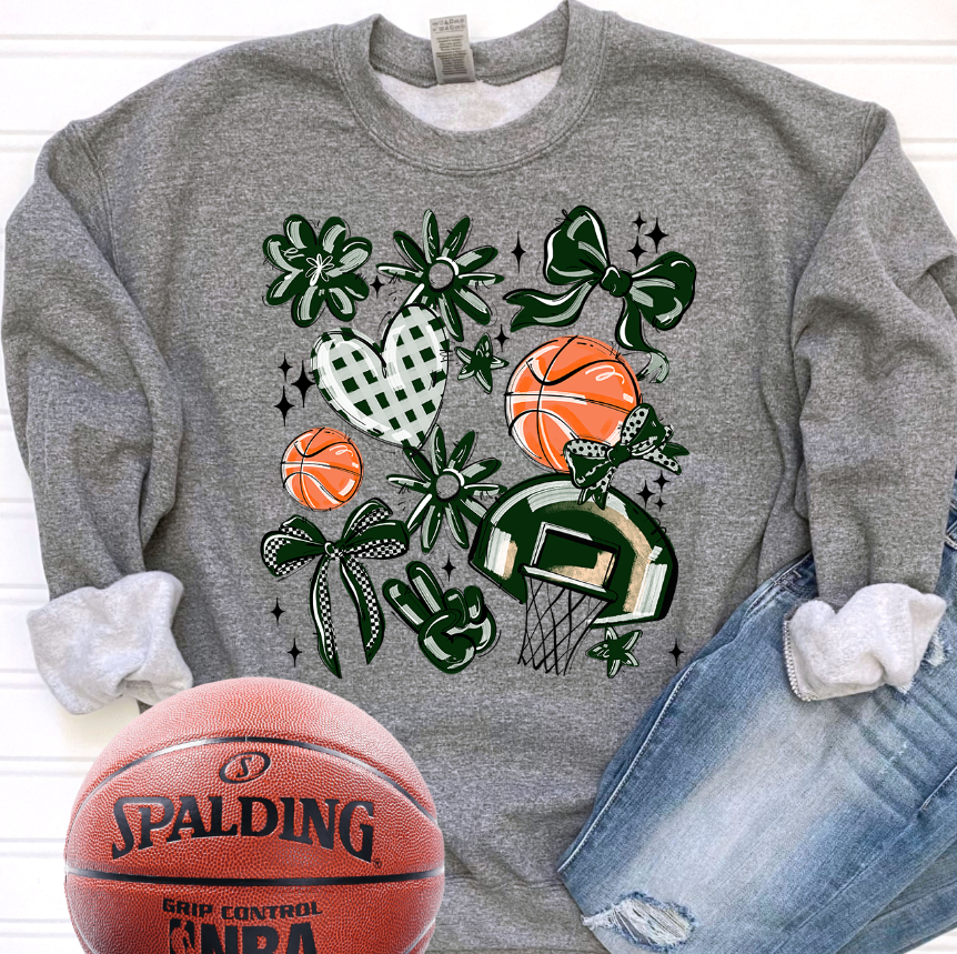 DARK GREEN PLAY BALL BASKETBALL COLLAGE