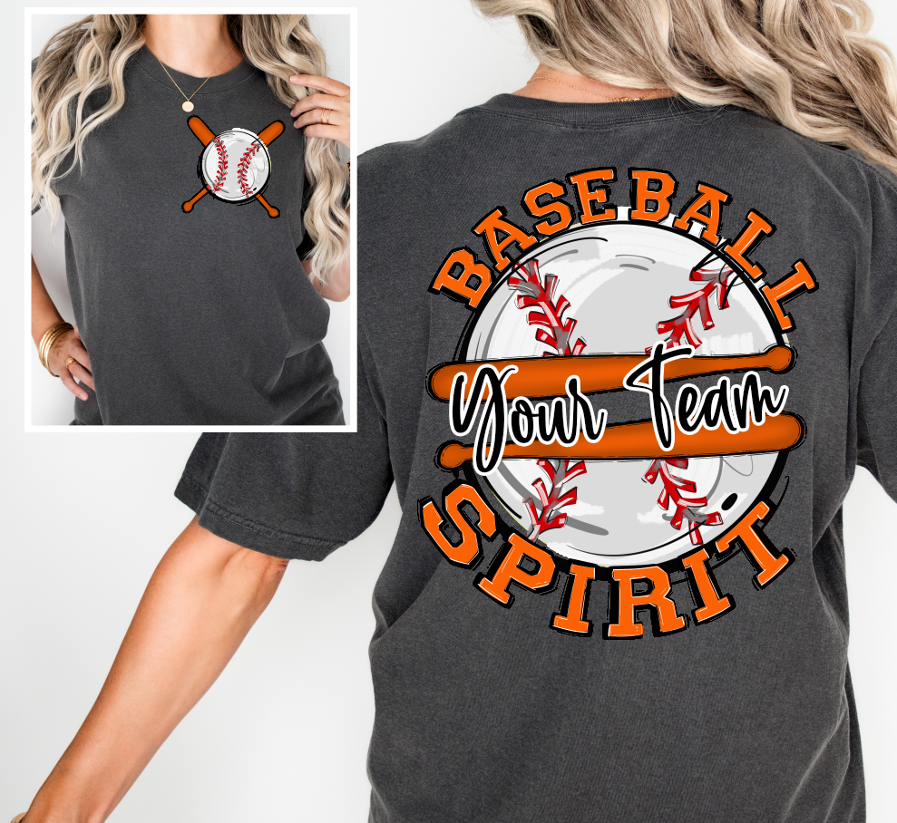 BASEBALL SPIRIT - ADD YOUR TEAM NAME - CHOOSE COLOR