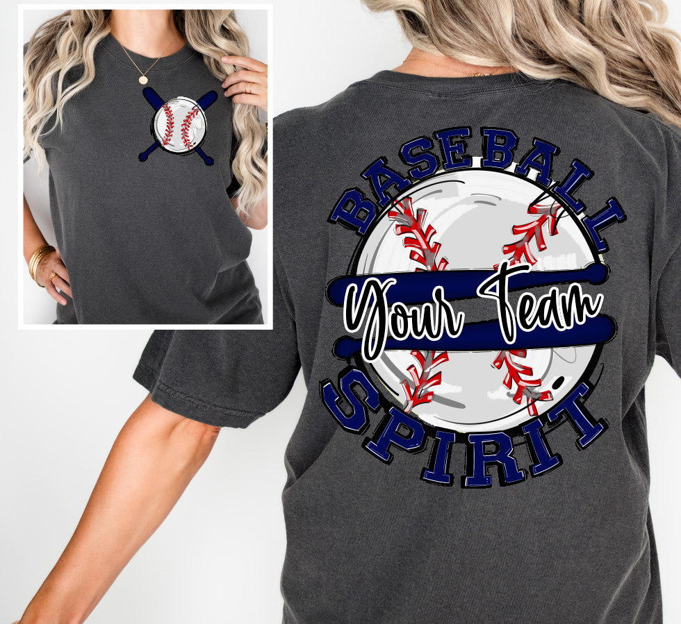 BASEBALL SPIRIT - ADD YOUR TEAM NAME - CHOOSE COLOR