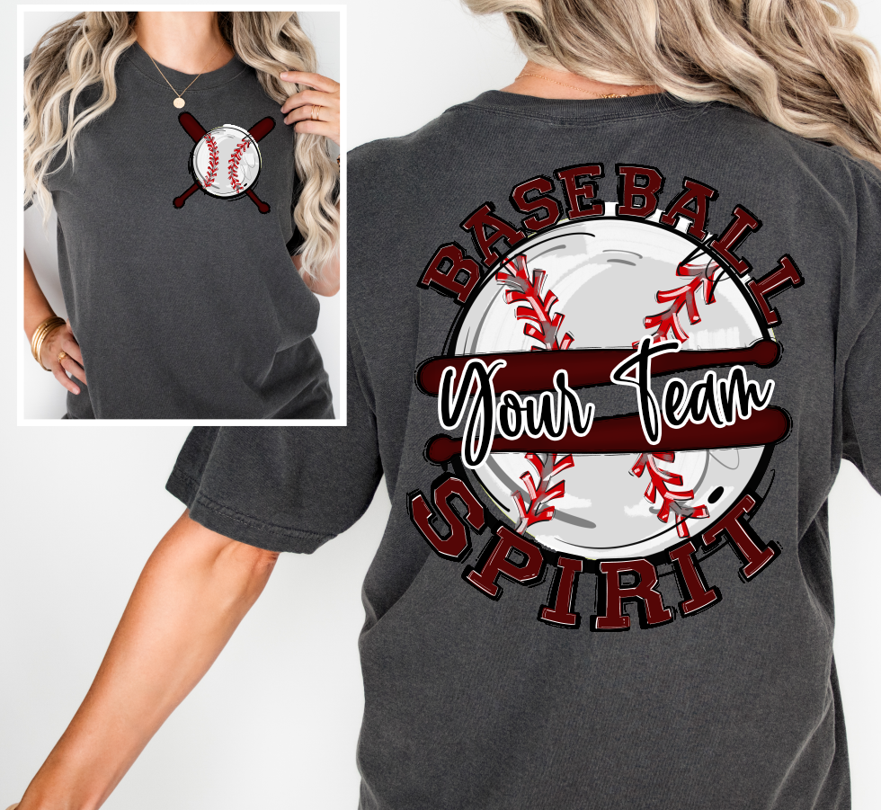 BASEBALL SPIRIT - ADD YOUR TEAM NAME - CHOOSE COLOR