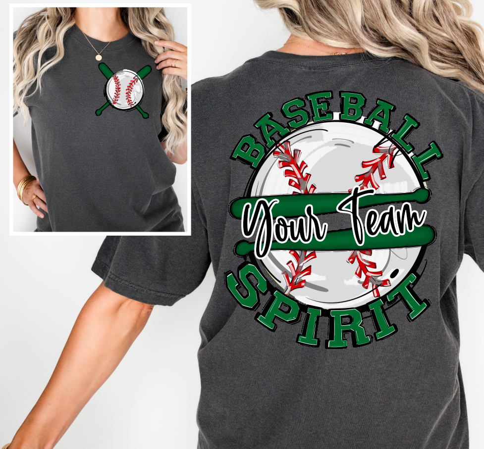 BASEBALL SPIRIT - ADD YOUR TEAM NAME - CHOOSE COLOR
