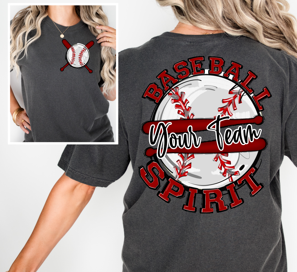 BASEBALL SPIRIT - ADD YOUR TEAM NAME - CHOOSE COLOR