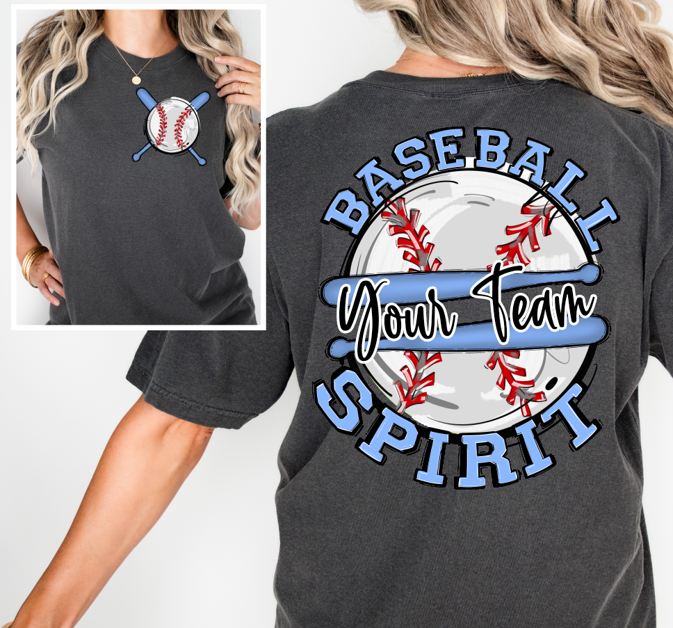 BASEBALL SPIRIT - ADD YOUR TEAM NAME - CHOOSE COLOR