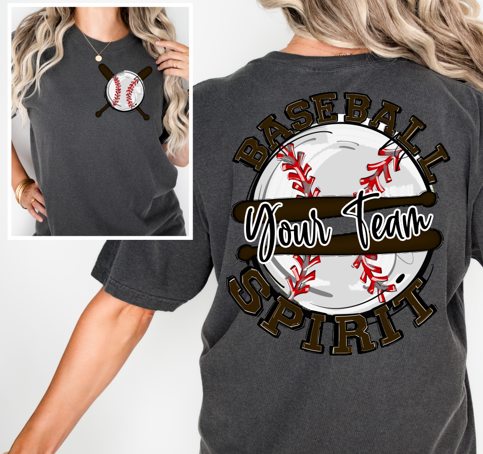 BASEBALL SPIRIT - ADD YOUR TEAM NAME - CHOOSE COLOR