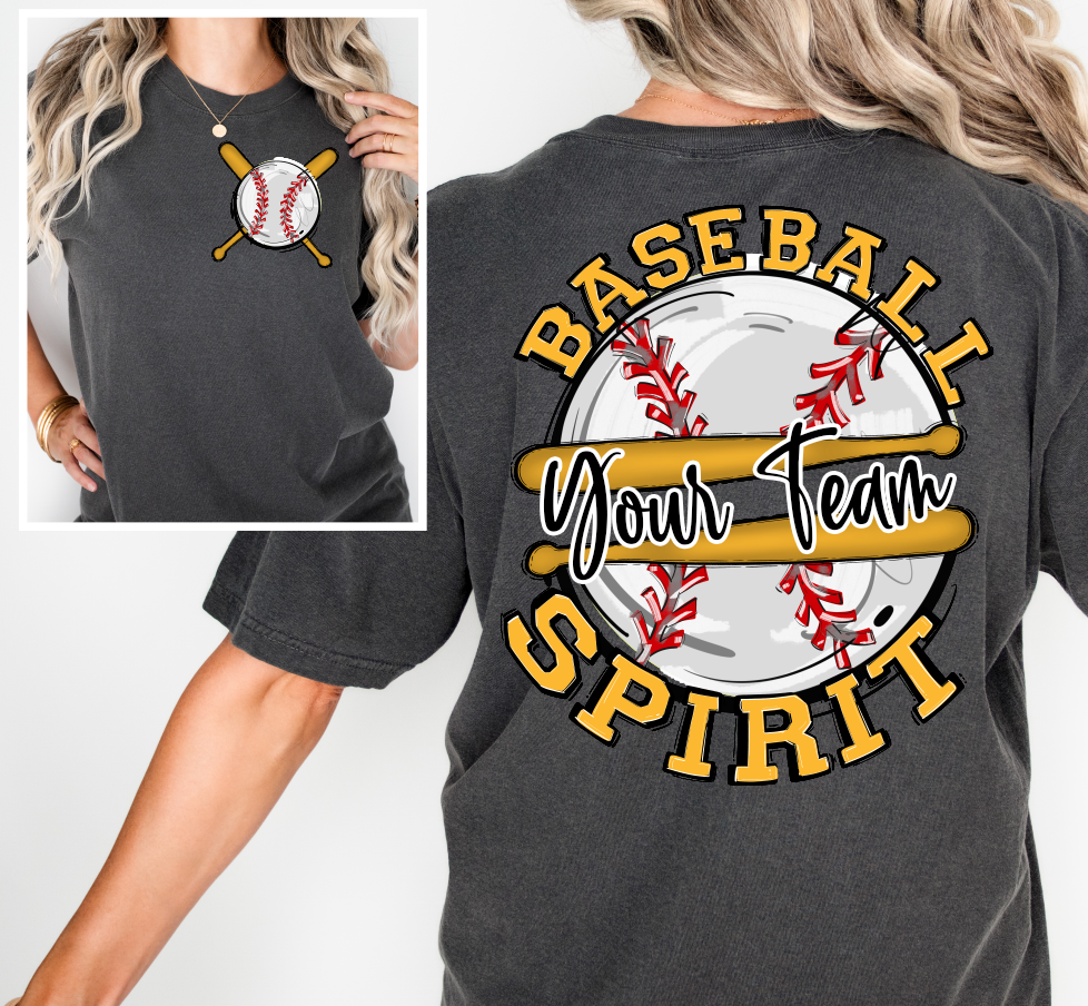 BASEBALL SPIRIT - ADD YOUR TEAM NAME - CHOOSE COLOR