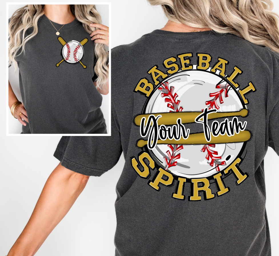 BASEBALL SPIRIT - ADD YOUR TEAM NAME - CHOOSE COLOR