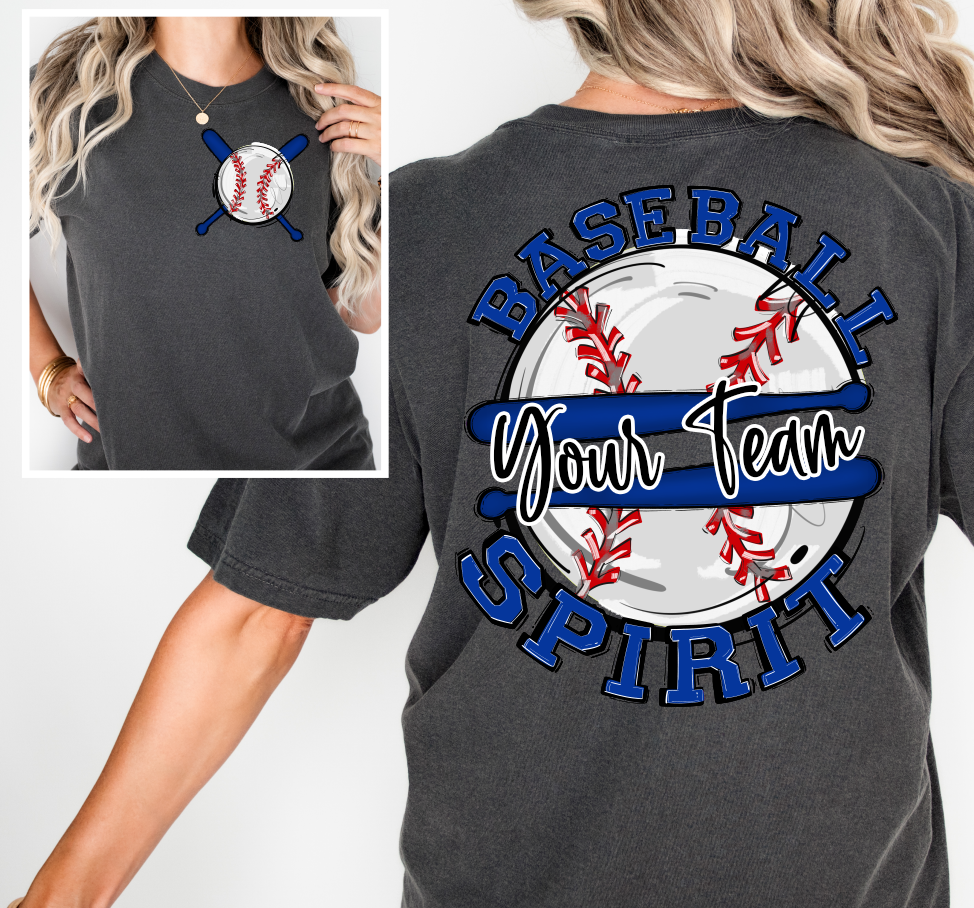 BASEBALL SPIRIT - ADD YOUR TEAM NAME - CHOOSE COLOR