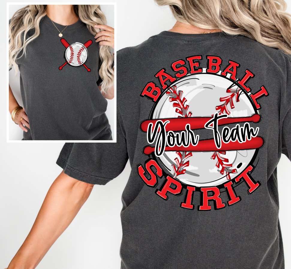 BASEBALL SPIRIT - ADD YOUR TEAM NAME - CHOOSE COLOR