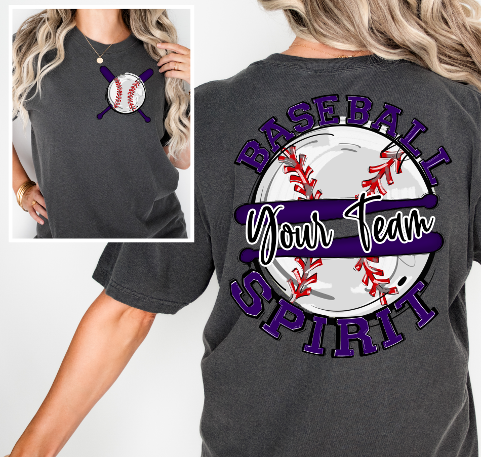 BASEBALL SPIRIT - ADD YOUR TEAM NAME - CHOOSE COLOR