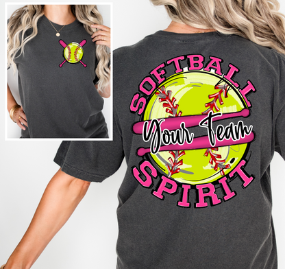 SOFTBALL SPIRIT - ADD YOUR TEAM NAME - CHOOSE COLOR