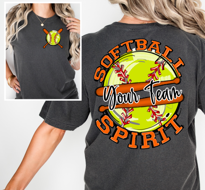 SOFTBALL SPIRIT - ADD YOUR TEAM NAME - CHOOSE COLOR