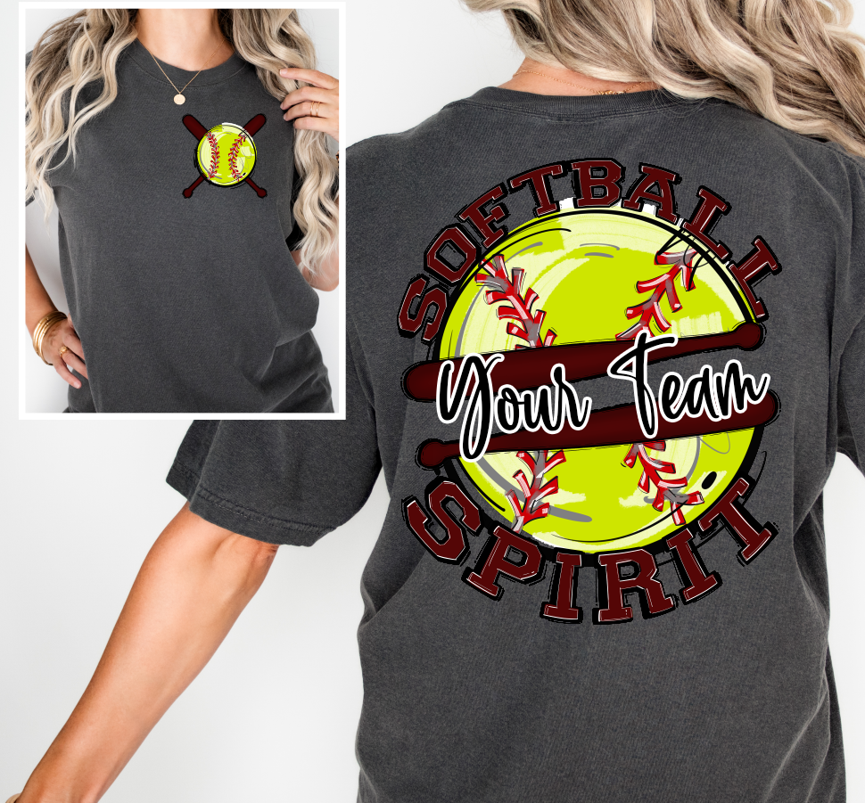 SOFTBALL SPIRIT - ADD YOUR TEAM NAME - CHOOSE COLOR