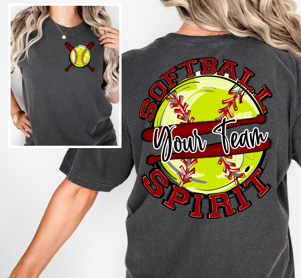 SOFTBALL SPIRIT - ADD YOUR TEAM NAME - CHOOSE COLOR