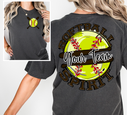 SOFTBALL SPIRIT - ADD YOUR TEAM NAME - CHOOSE COLOR