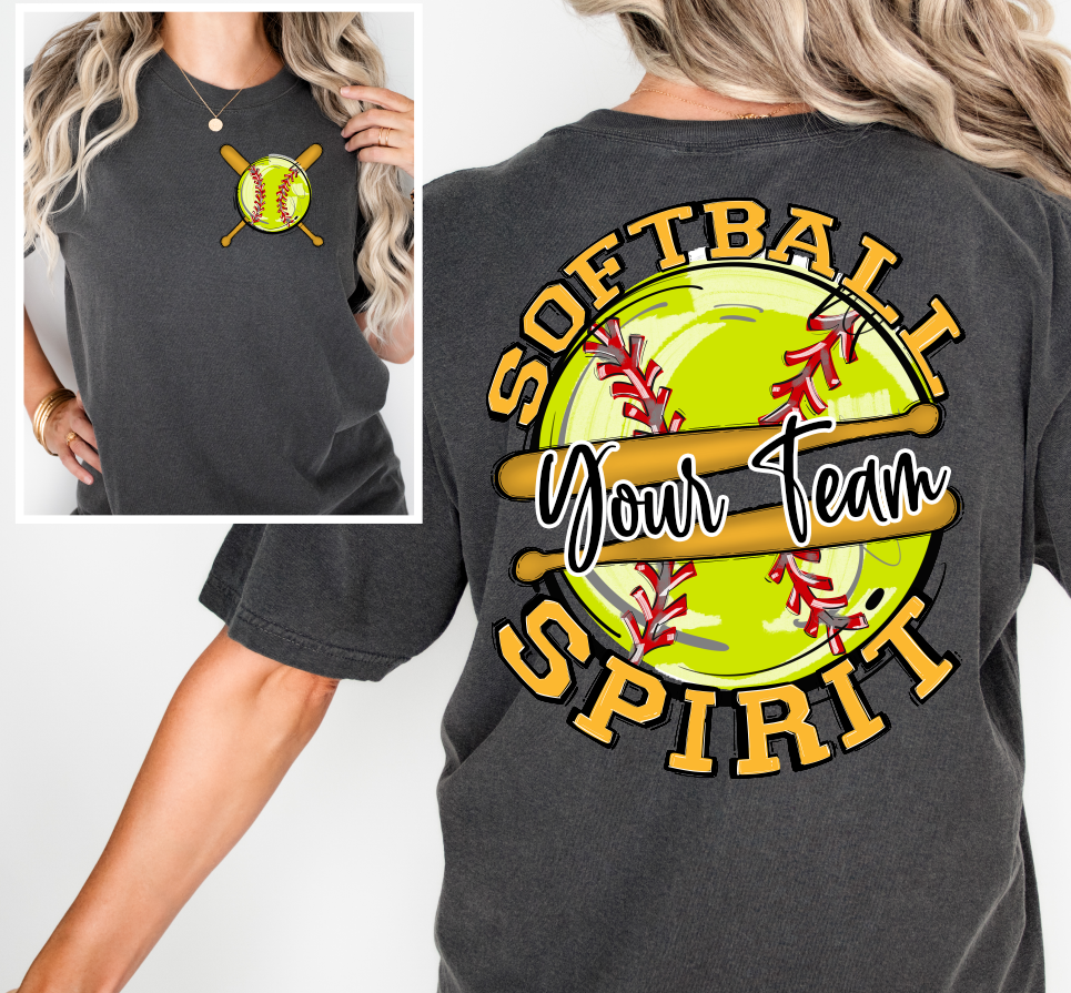 SOFTBALL SPIRIT - ADD YOUR TEAM NAME - CHOOSE COLOR