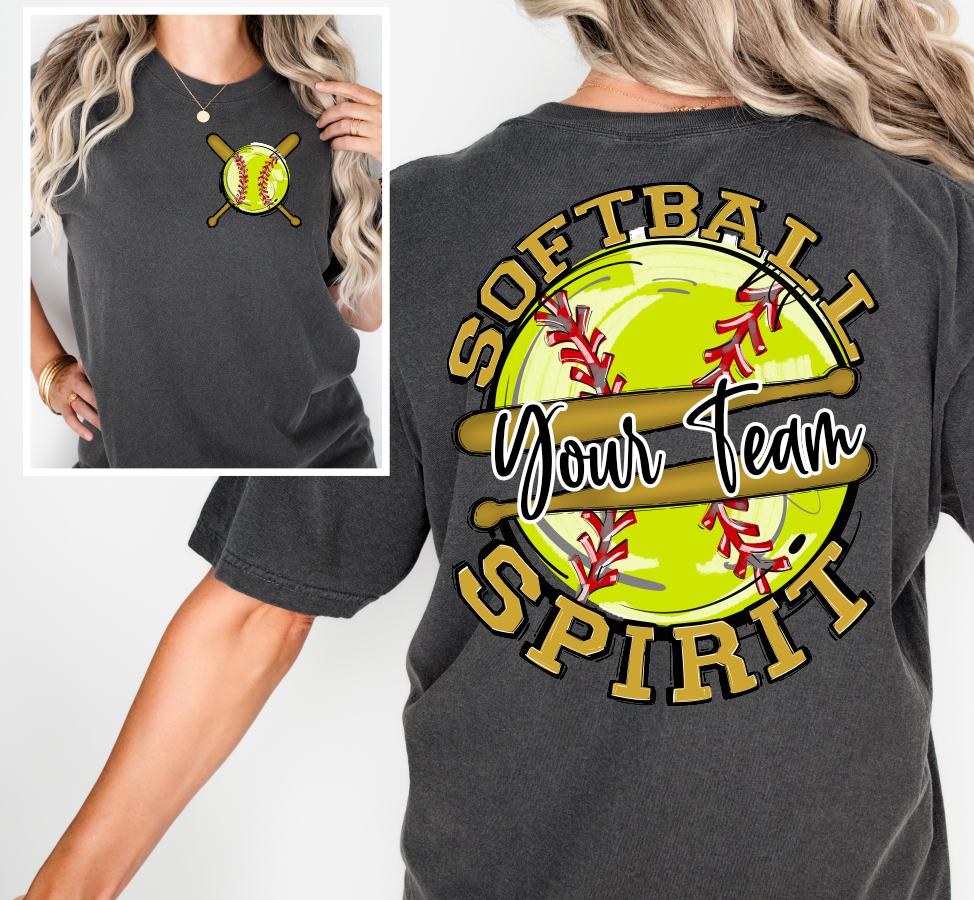 SOFTBALL SPIRIT - ADD YOUR TEAM NAME - CHOOSE COLOR
