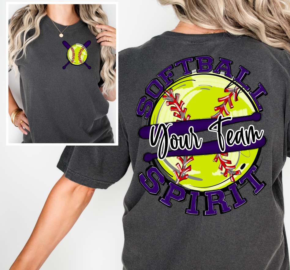 SOFTBALL SPIRIT - ADD YOUR TEAM NAME - CHOOSE COLOR