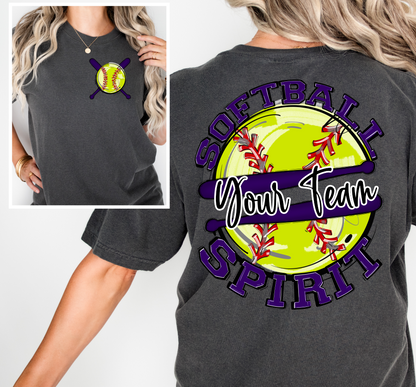 SOFTBALL SPIRIT - ADD YOUR TEAM NAME - CHOOSE COLOR