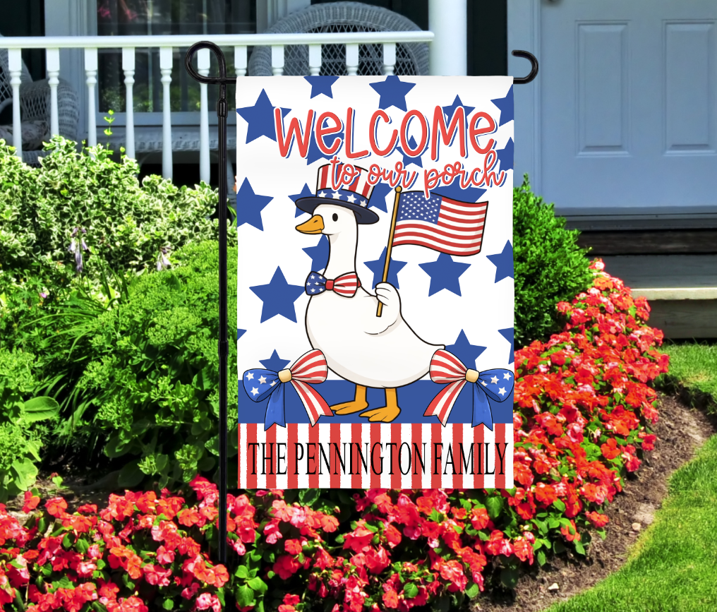 PORCH GOOSE GARDEN FLAG PATRIOTIC