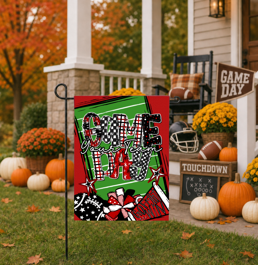 GAME DAY GARDEN FLAG RED